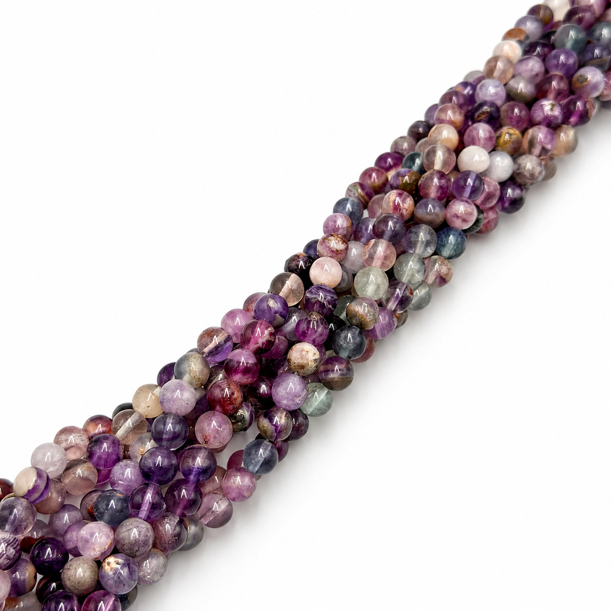 Fluorit Perler – Lilla, Runde (8mm)
