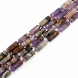 Lace Agate Beads – Purple, Hexagonal (24x8x9mm)