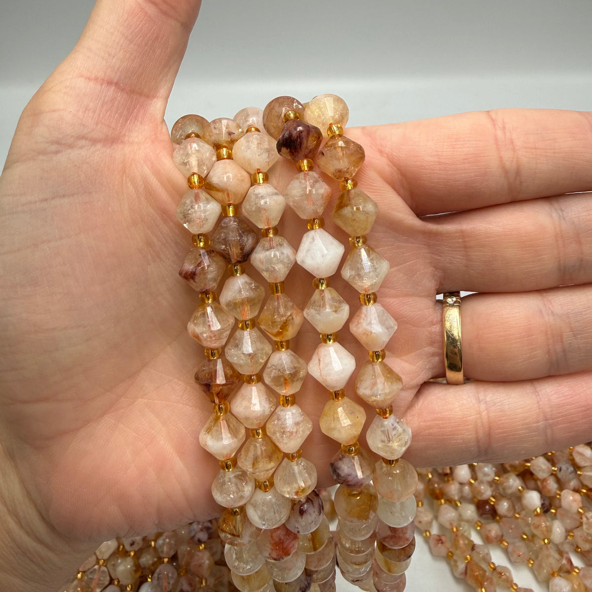 Citrin Pärlor – Bicone, Grade B (8mm)