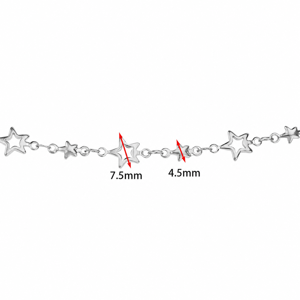 Vandfast "Stjerne Link" Kæde, Stål, (7,5mm, 1m)