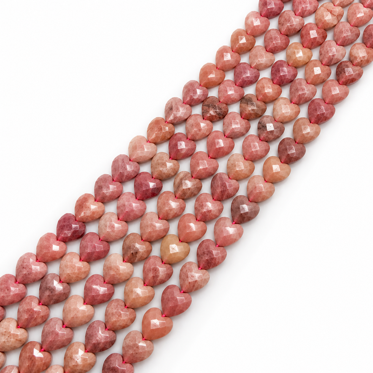 Herzförmige Rhodonit Perlen – Facettiert (6mm)
