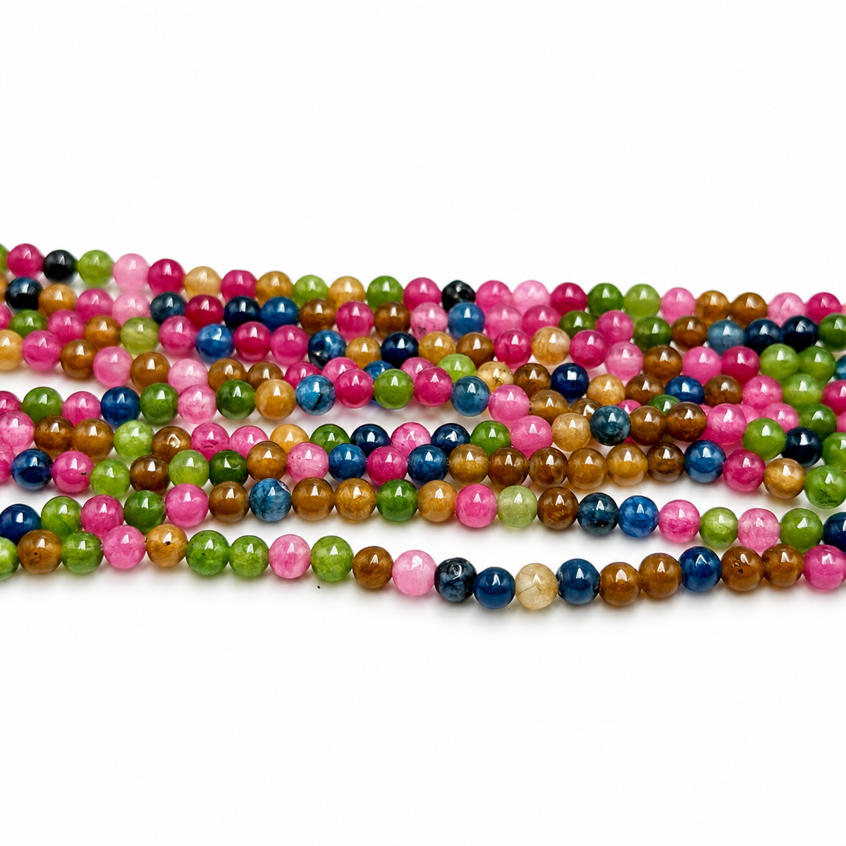 White Jade Beads – Color Mix, Round (4mm)
