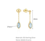 925 Forgyldt Sterling Sølv Øreringe Med Blå Zirkonia Sten - Uniq Perler - 0001489649