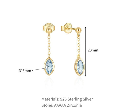 925 Forgyldt Sterling Sølv Øreringe Med Blå Zirkonia Sten - Uniq Perler - 0001489649