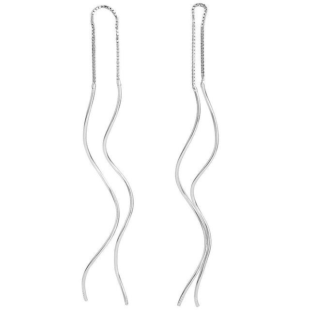 925 Sterling Sølv Øreringe – Wave Ørekæde - Uniq Perler - 