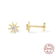 925 Stjerne Forgyldt Sterling Sølv Ørestikker Med Klare Zirkonia Sten - Uniq Perler - 852367