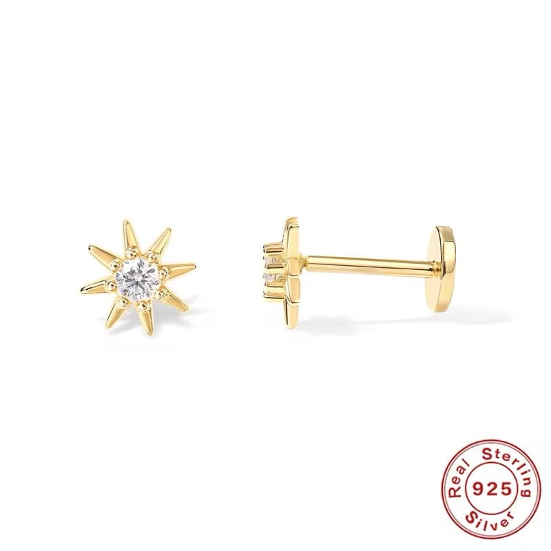 925 Stjerne Forgyldt Sterling Sølv Ørestikker Med Klare Zirkonia Sten - Uniq Perler - 852367