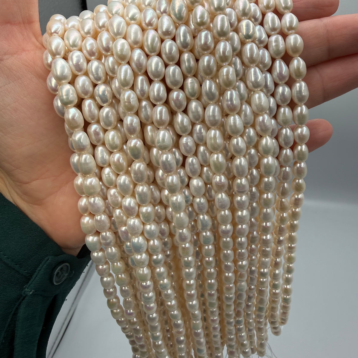 Ferskvandsperler – Rice, Grade AAA (8-9x6mm)