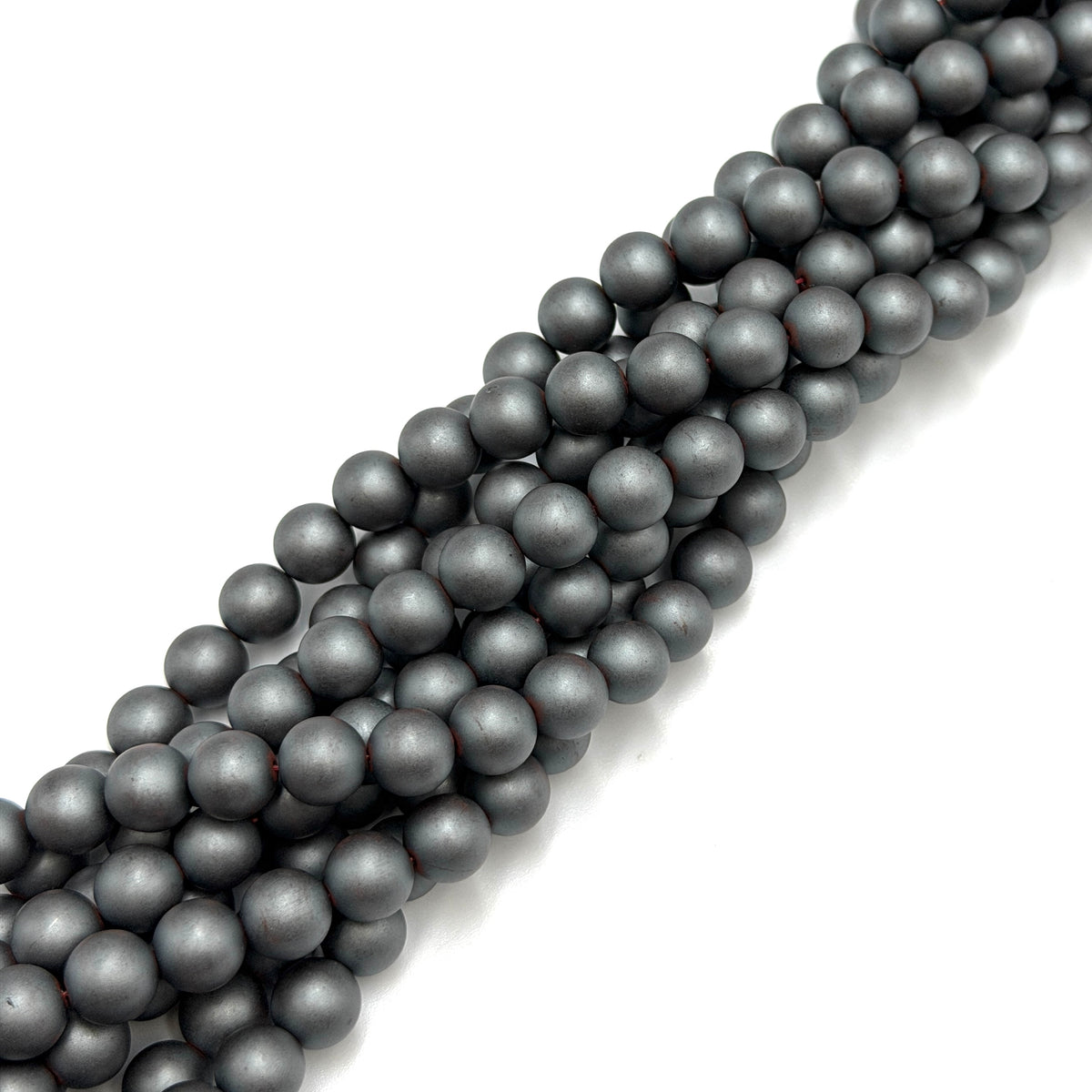 Hæmatit Perler – Frostet, Runde (8mm)