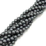 Hæmatit Perler – Frostet, Runde (8mm)