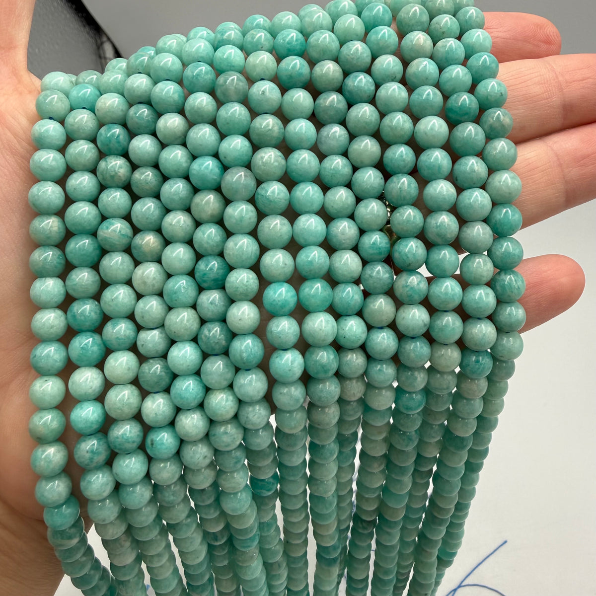 Amazonit Perler – Grøn, Grade A (6mm)