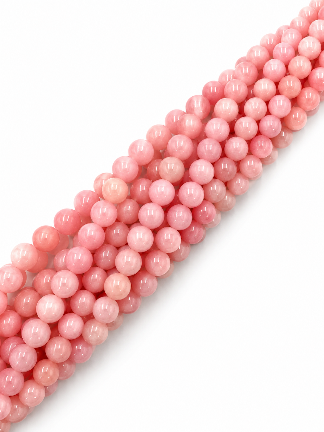 Mashan Jade Perler – Rosa, Rund (12mm)