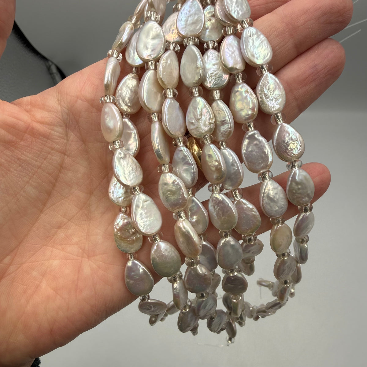 Freshwater Pearls – White, Baroque Light Teardrop Shape, Grade AA (12-13mm) 