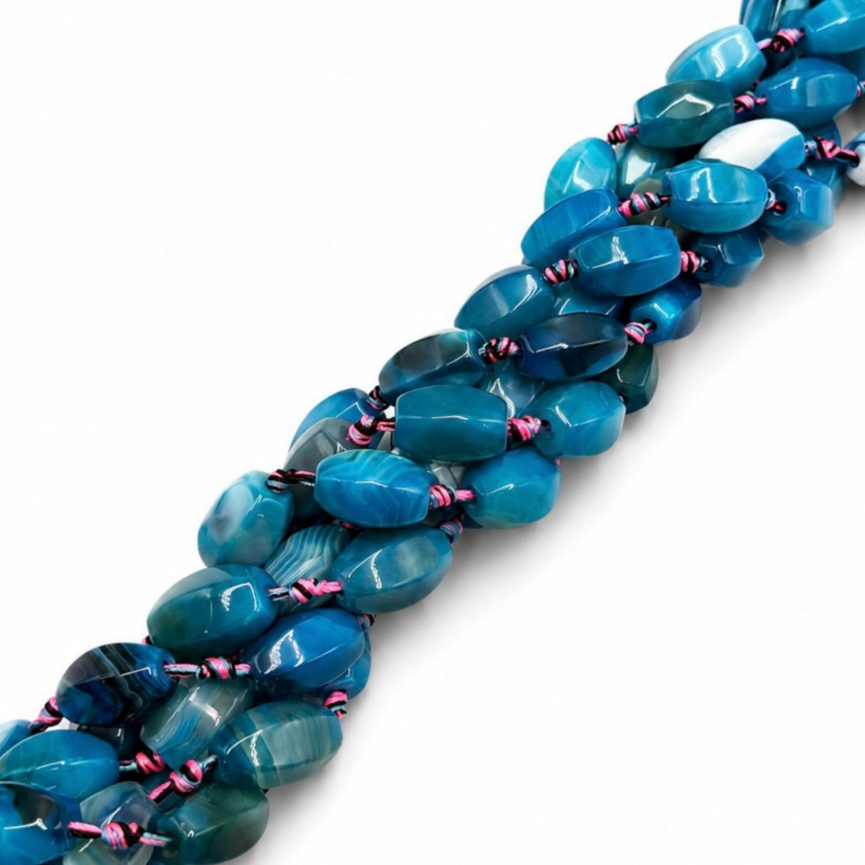 Dragon Vein Agate Beads – Blue, Lantern (19~20x14~16mm)