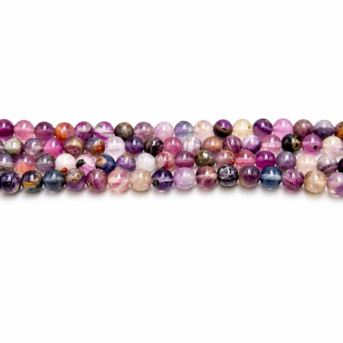 Fluorit Perler – Lilla, Runde (8mm)