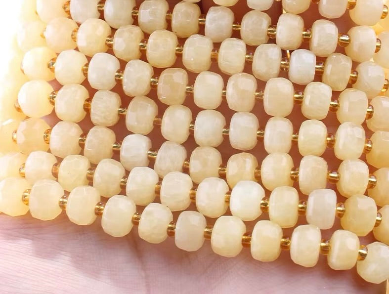 Honning Kalsit Perler – Facetteret Rondel (8x6-6,5mm)