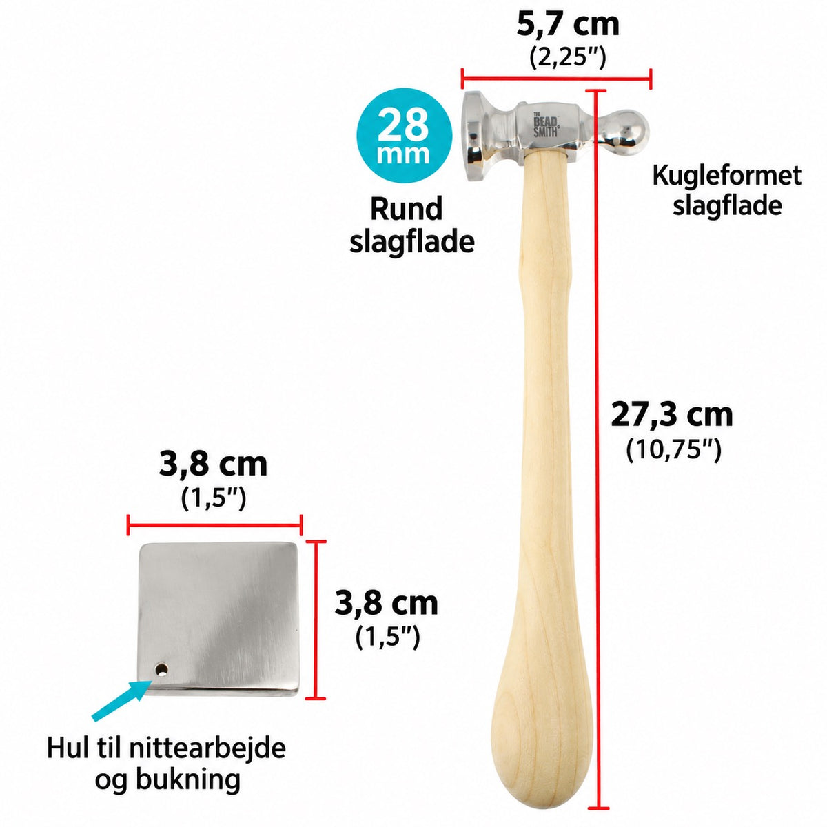 Smykkehammer med Stålblok – Beadsmith (28mm)
