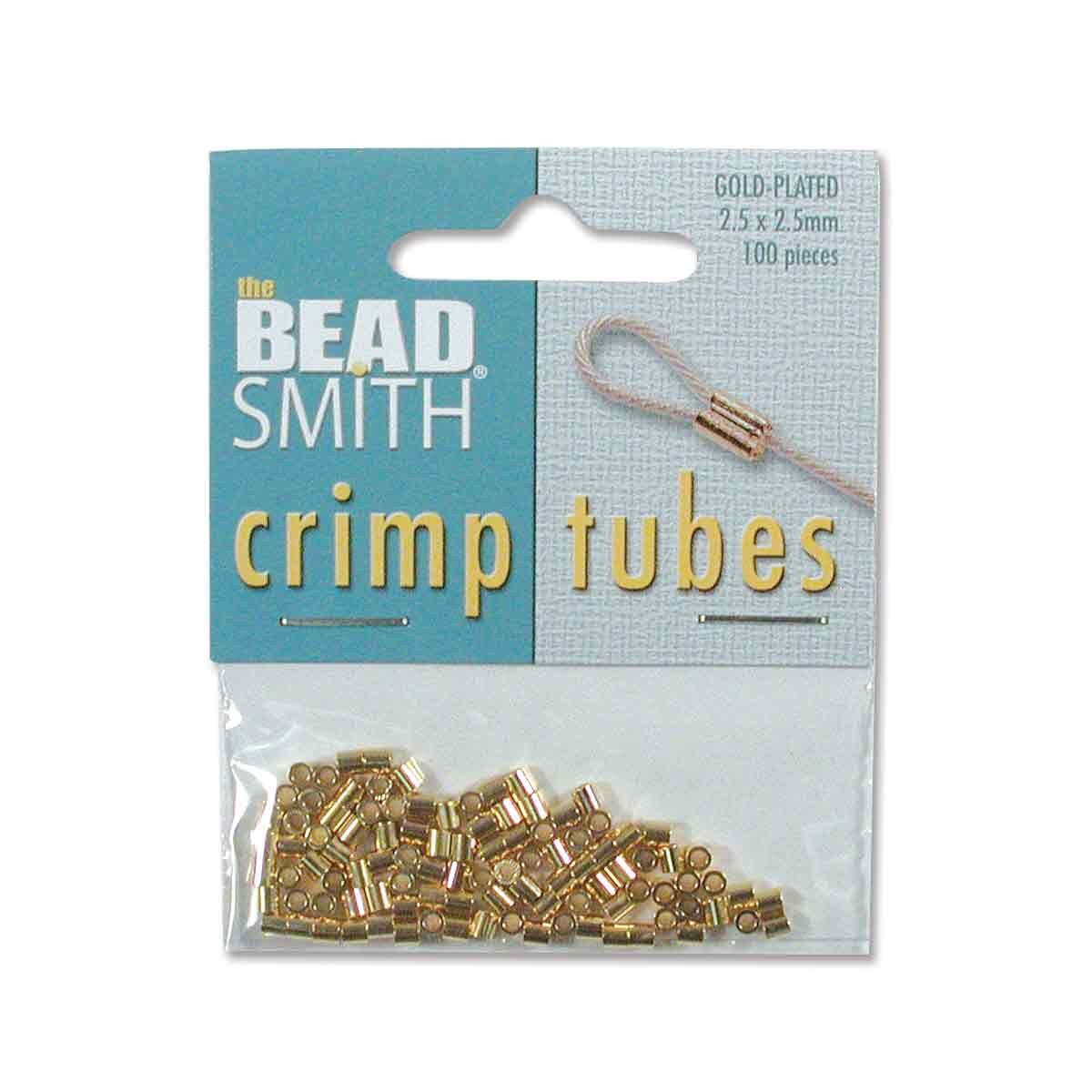 Tube Klemmeperler - 18K Forgyldt Messing (2.5x2,5mm, ca. 100 stk)