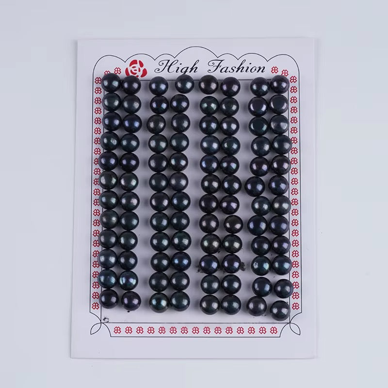Frischwasserperlen - Oben gebohrt/Unten gebohrt - Schwarz -(7-7,5 mm) 2 Stk. 