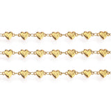 Water-resistant Chain With Heart Link – 18K Gold-plated Steel (2x3mm, 6x6.5mm) 1m 