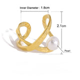 Water-resistant Adjustable Ring – 18K Gold-plated Steel with Pearl (18mm) 