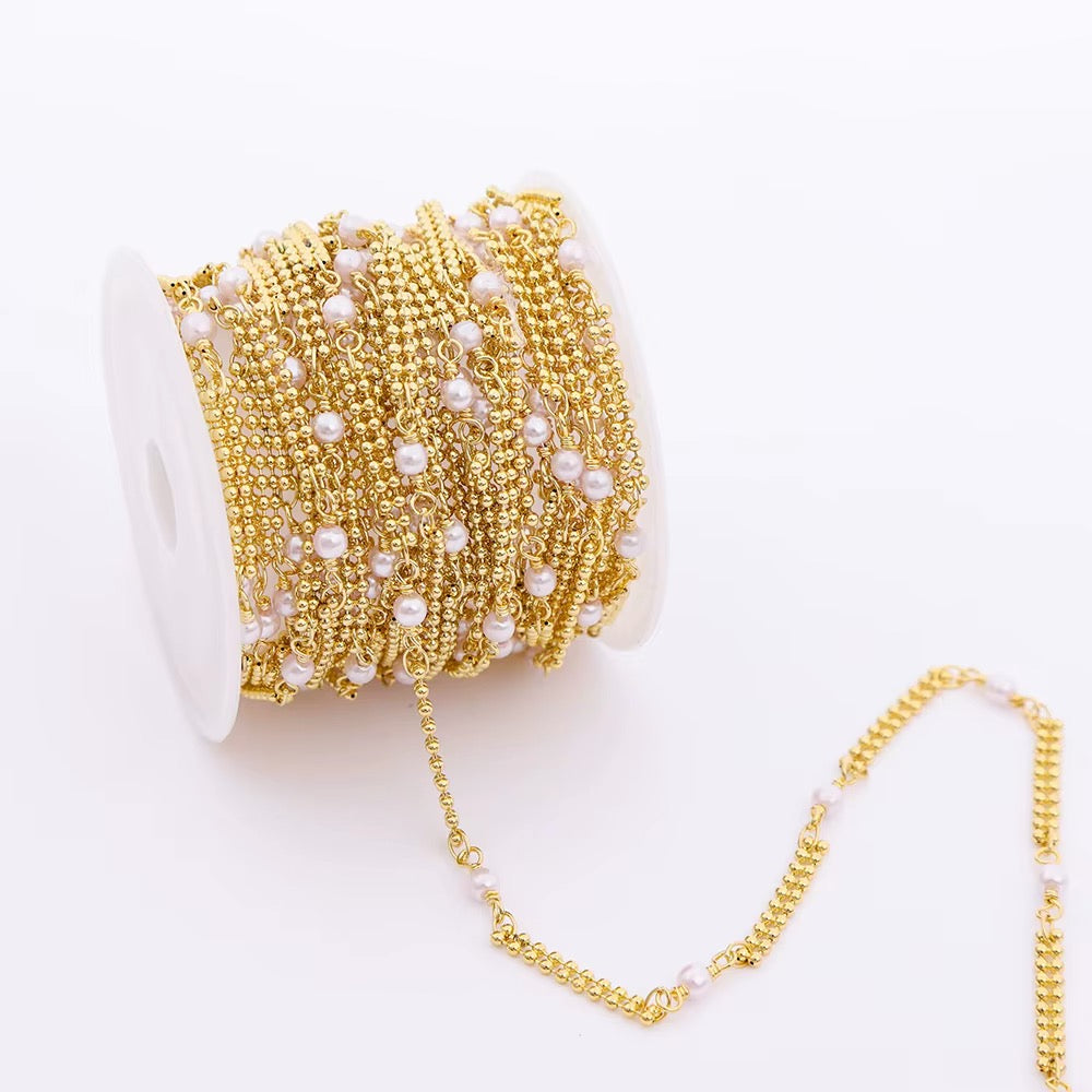 Water-resistant Chain With Clear Zirconia Connector, Gold-plated, 1m 