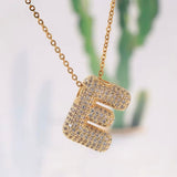 Letter Pendant-Multiple different ones – Micro Zirconia – 18K Gold-plated Brass (22mm) 