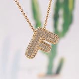 Letter Pendant-Multiple different ones – Micro Zirconia – 18K Gold-plated Brass (22mm) 