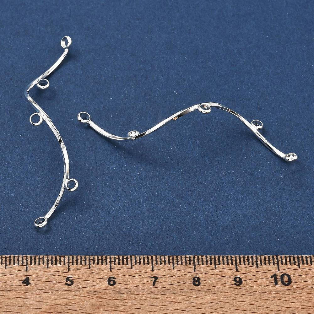 Bølge chandelier mellemled i sølv messing, 54,5 mm, 2 stk. – billede 3