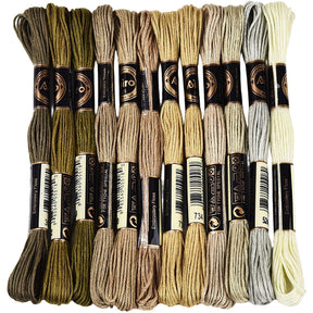 Broderigarn i olivengrøn gradient, polyester, 0,5 mm