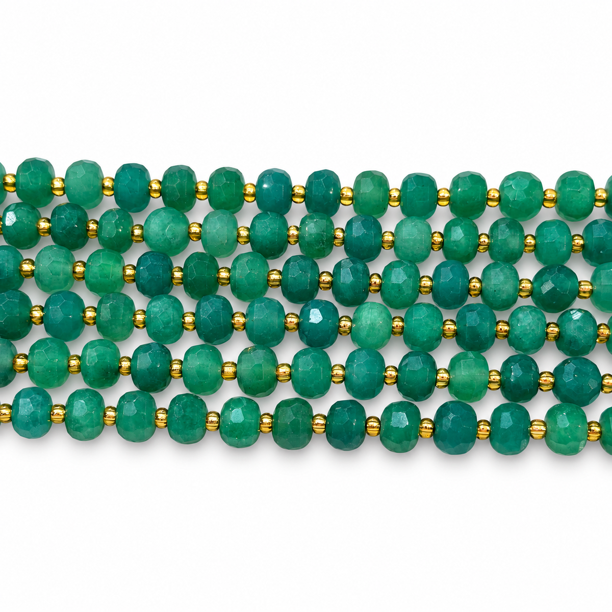 Green Aventurine Beads – Faceted Rondelle (8x6-6.5mm)