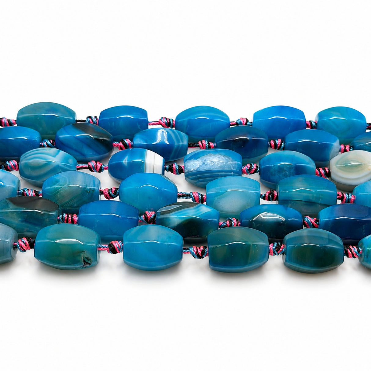 Dragon Vein Agate Beads – Blue, Lantern (19~20x14~16mm)