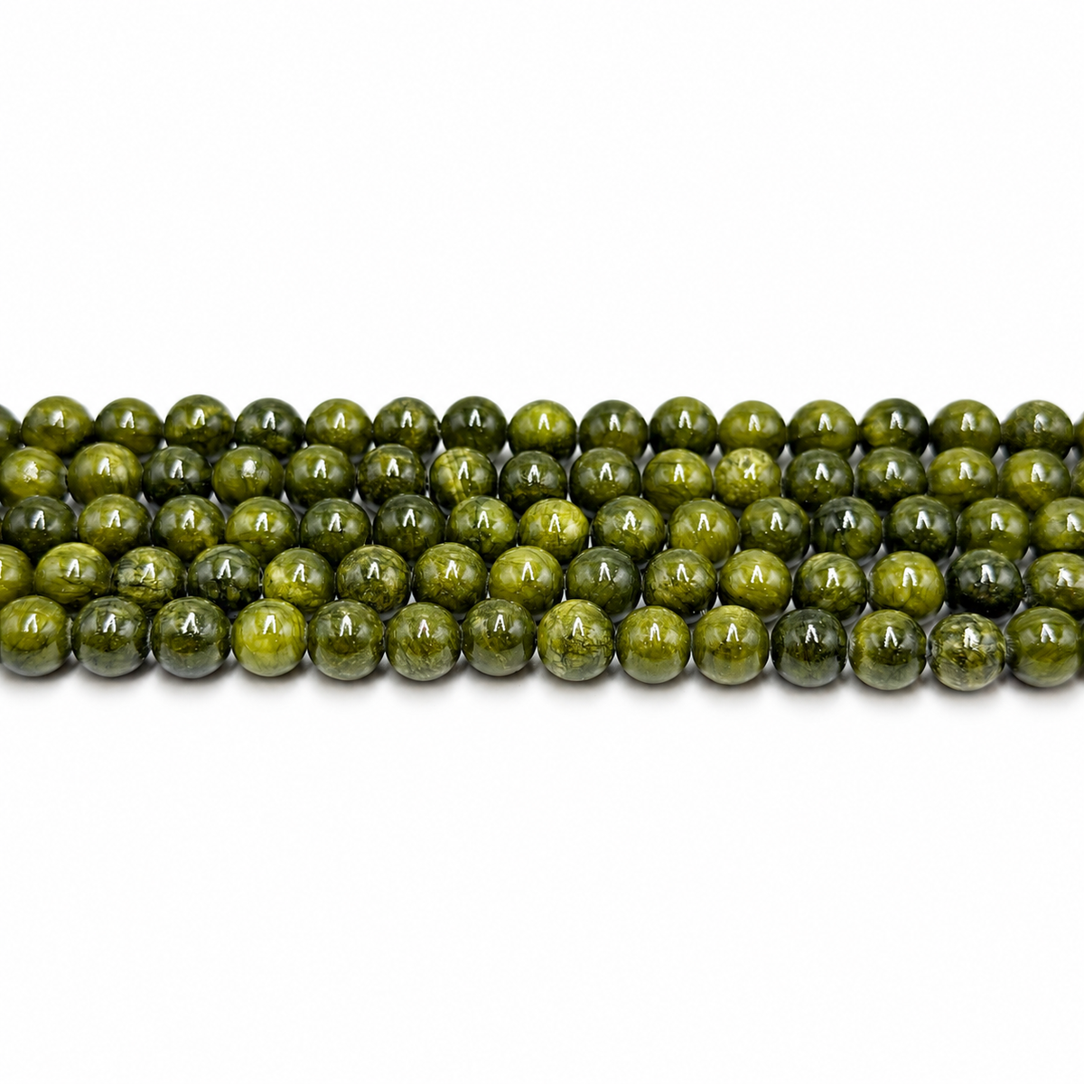 Jade Beads – Olive Green, Round (8mm)