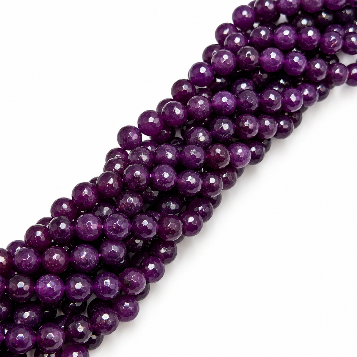 Jade Perler – Lilla, Facetterede, Runde (10mm)