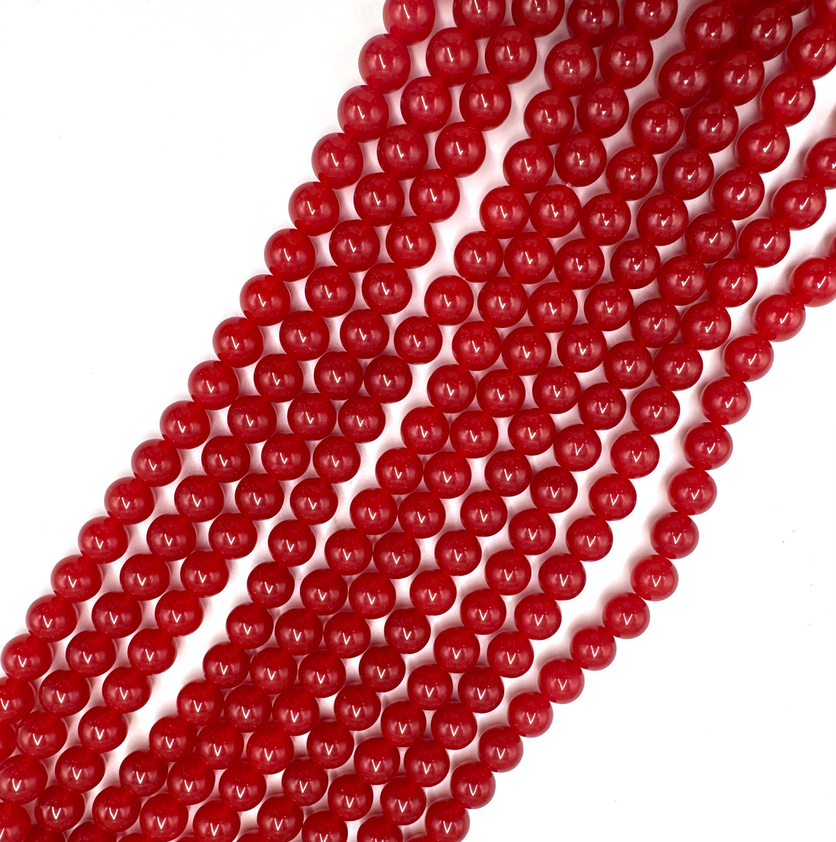 Malaysia Jade Perler – Rund Rød (10mm) 