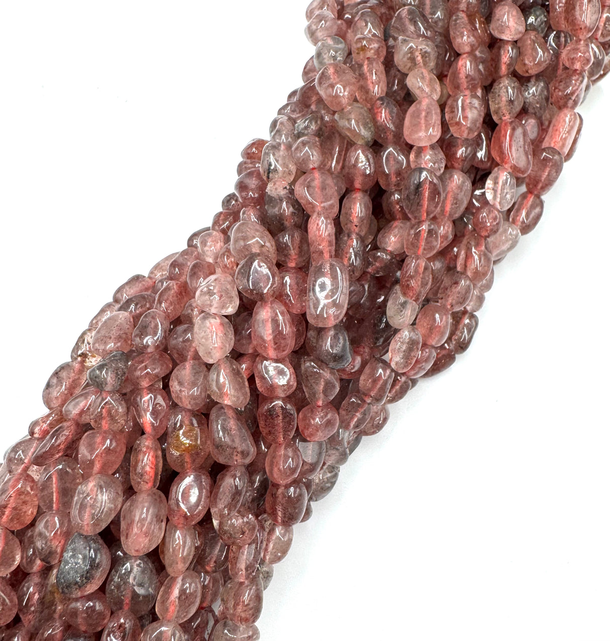 Strawberry Quartz Beads – Nugget (6–8mm) 