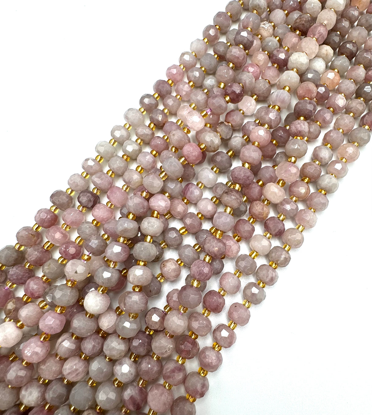 Purple/Pink Quartz Beads – Faceted Rondelle (6x8mm) 