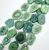 Druzy-Quarzperlen – Solarquarz-Nuggets, Grün (13–22 mm) 