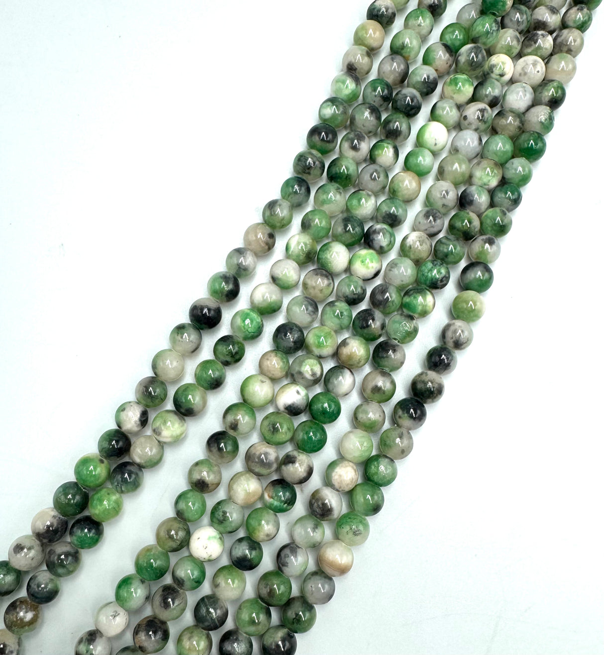 Jadeperlen, Farb-Mix, Grün/Grau, (8mm) 