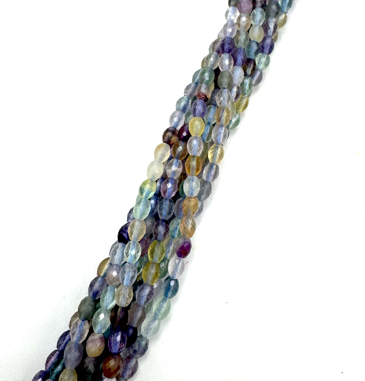 Fluorit Perler – Facetterede Rice (5,5x4mm)