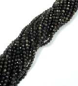 Goldene (Gylden) Obsidian Perlen – Facettierte Runde (2mm) 
