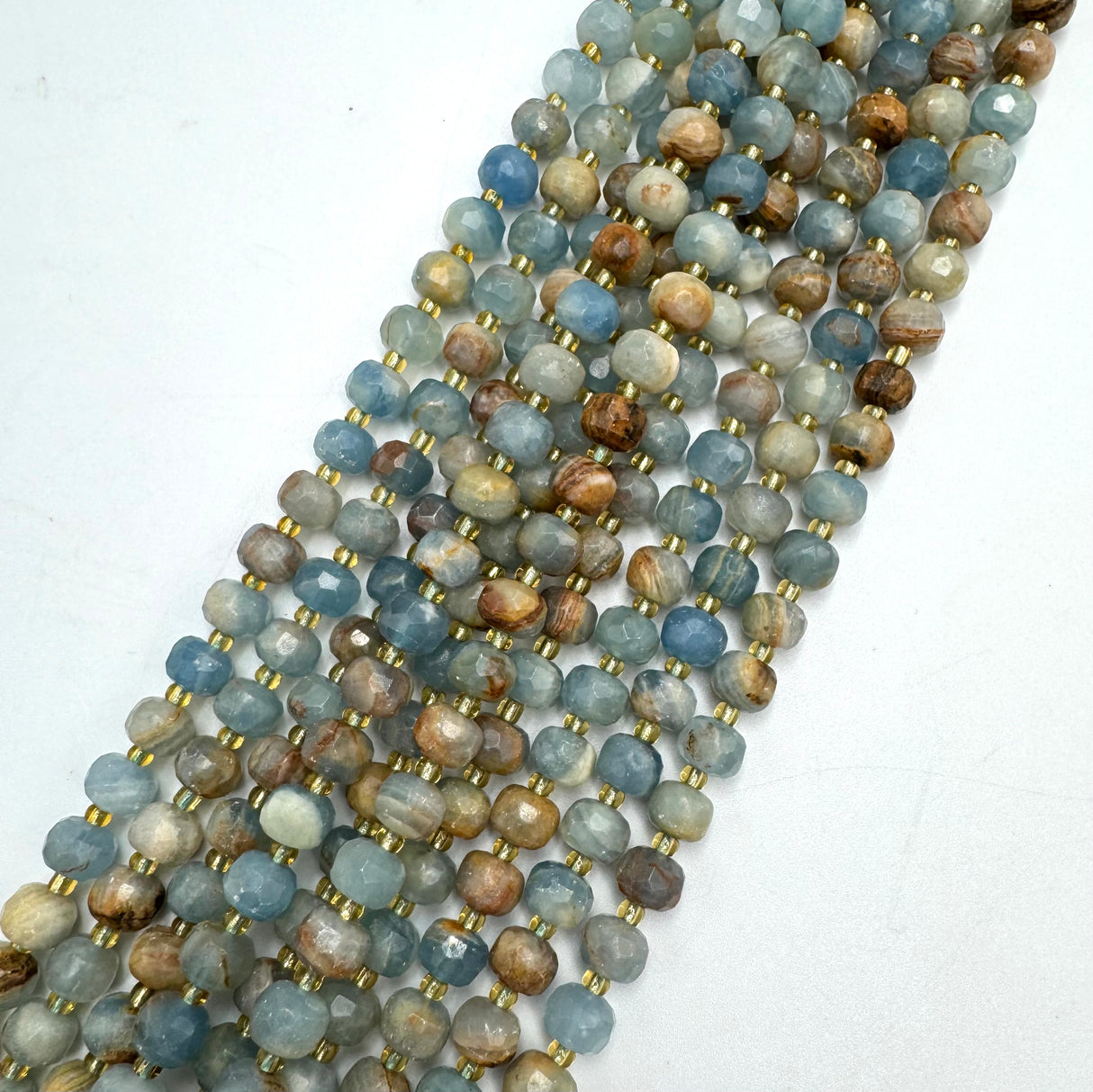 Blaue Calcitperlen – Facettierte Rondelle (6x8mm) 