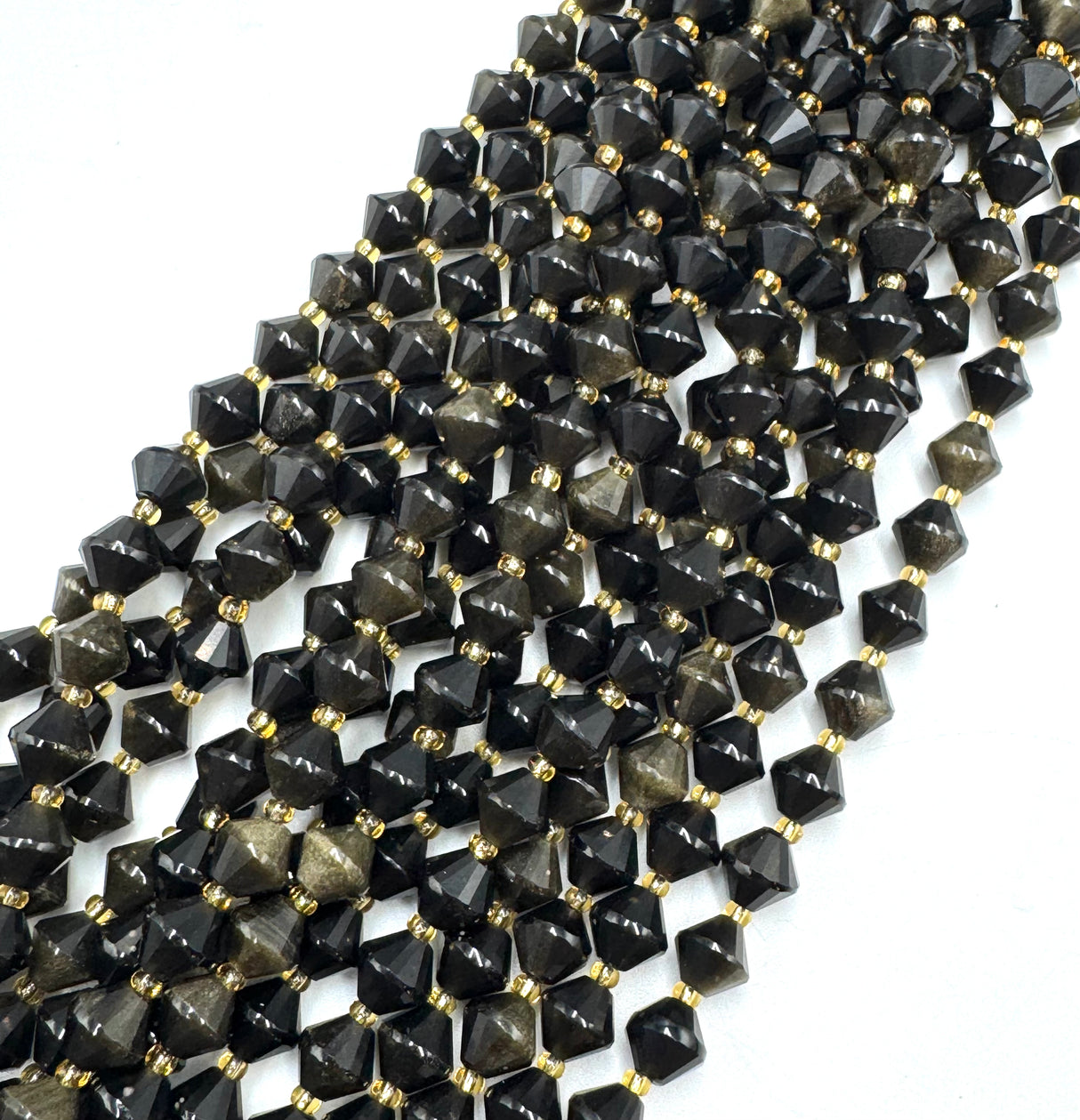 Golden Obsidian Beads – Bicones (8mm) 