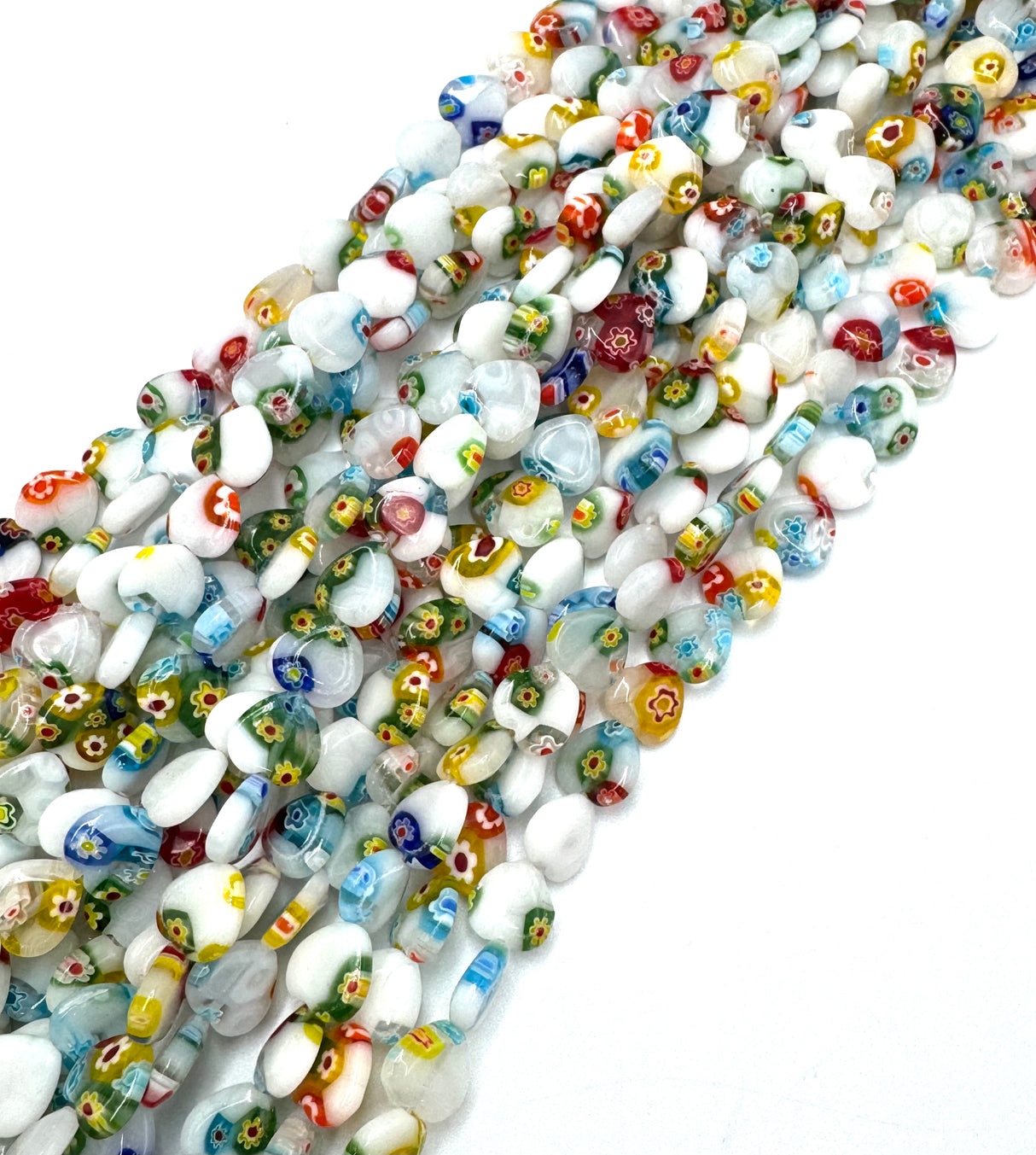 Millefiori Lampwork Beads – Hearts Mixed Colors (10x10x3mm) 