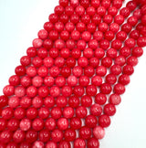 Kvarts Perler – Rød, Runde (10~10,5mm)