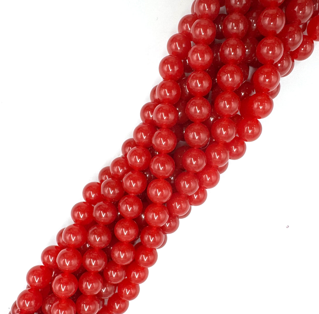 Malaysia Jade Perler – Rund Rød (10mm) 