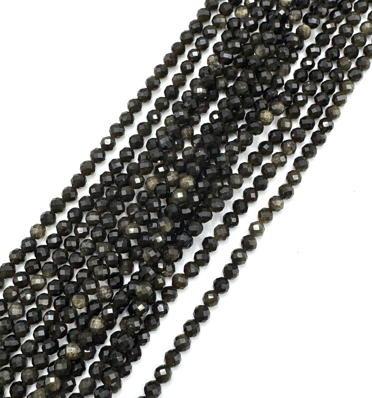 Goldene (Gylden) Obsidian Perlen – Facettierte Runde (2mm) 