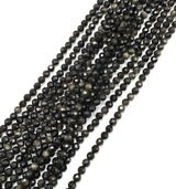 Goldene (Gylden) Obsidian Perlen – Facettierte Runde (2mm) 