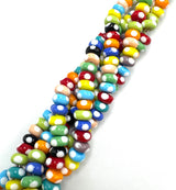 Handgefertigte Lampwork-Perlen – Farbmix, Rondell mit Punkten (9,5~10x5 mm) 