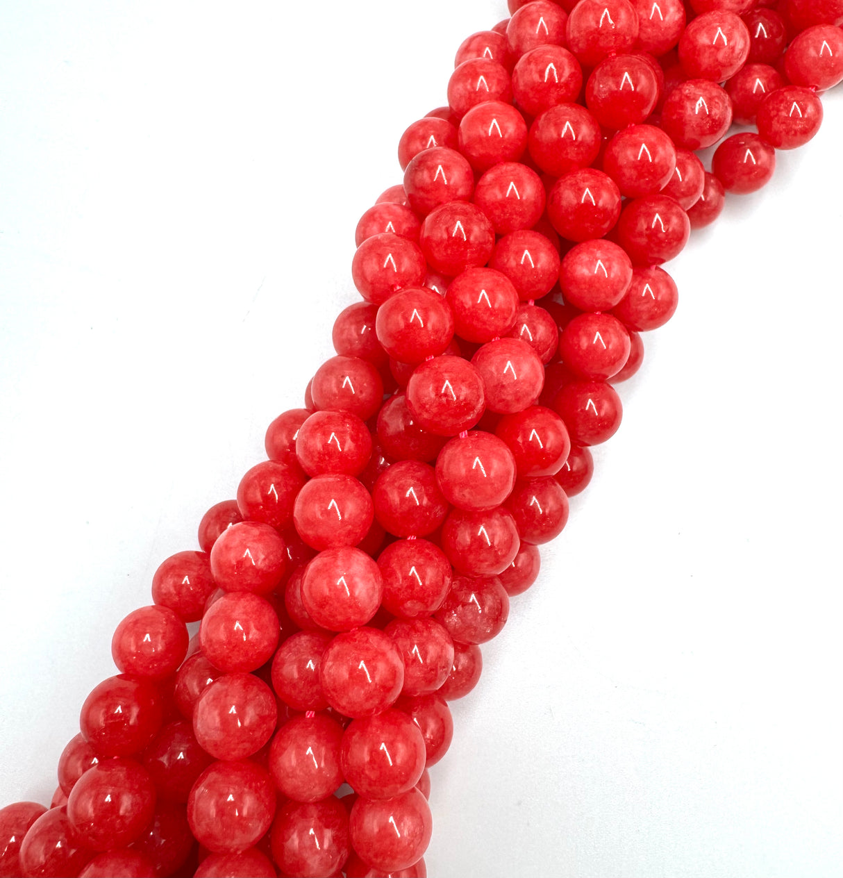 Kvarts Perler – Rød, Runde (10~10,5mm)